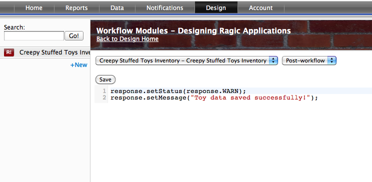 Example : JavaScript in post-workflow.